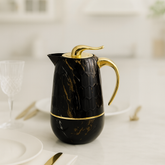 BLACK MARBLE THERMAL CARAFE 1 LITRE  – GOLD HANDLE & TRIM